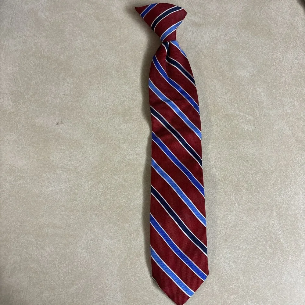 Boys Blue and Red Striped Chaps clip-on tie